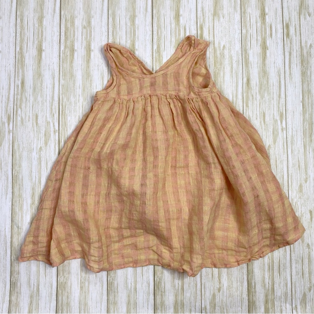 Boy + Girl Orange and Yellow 100% Linen Striped Dress